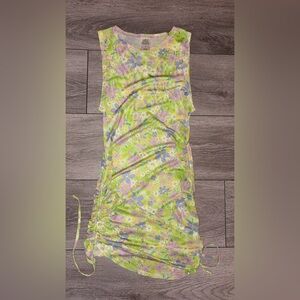 Wild Fable Size Small Floral Mesh Rousched Side Dress Sleeveless EUC